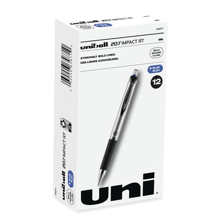 UNI-BALL Impact 207 Retractable Gel Pen, Bold 1mm, Blue Ink, Black/Blue Barrel 65871